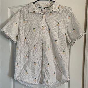 Denim & Flower White Pineapple Print Casual Shirt
